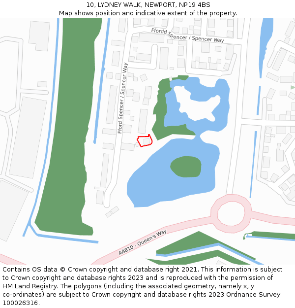10, LYDNEY WALK, NEWPORT, NP19 4BS: Location map and indicative extent of plot