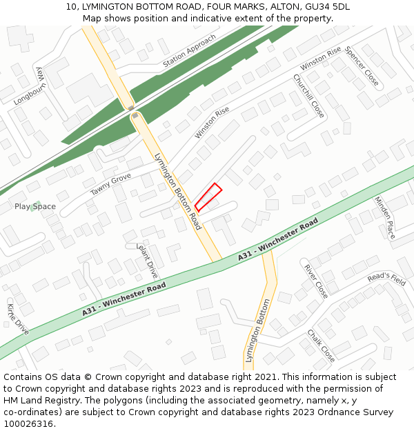10, LYMINGTON BOTTOM ROAD, FOUR MARKS, ALTON, GU34 5DL: Location map and indicative extent of plot