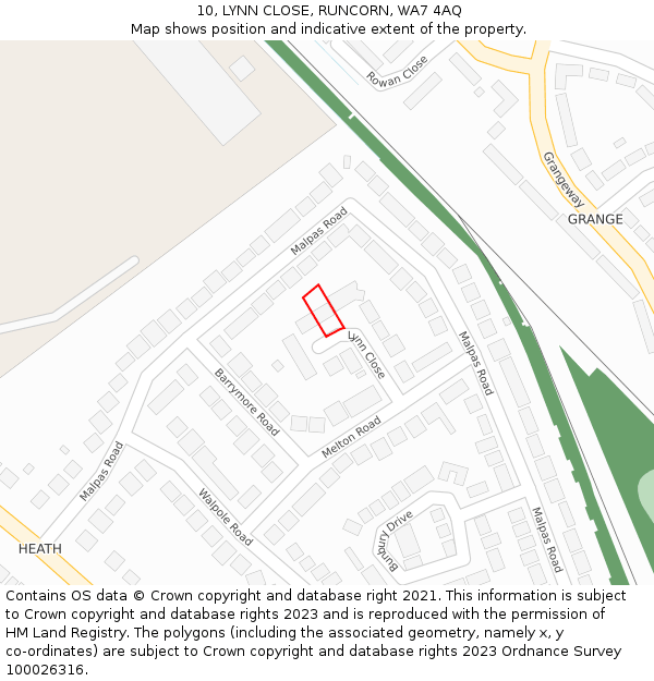 10, LYNN CLOSE, RUNCORN, WA7 4AQ: Location map and indicative extent of plot