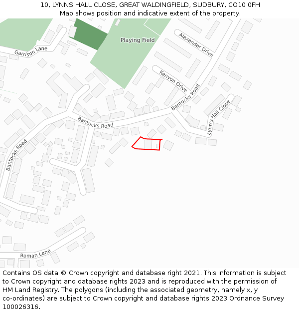 10, LYNNS HALL CLOSE, GREAT WALDINGFIELD, SUDBURY, CO10 0FH: Location map and indicative extent of plot