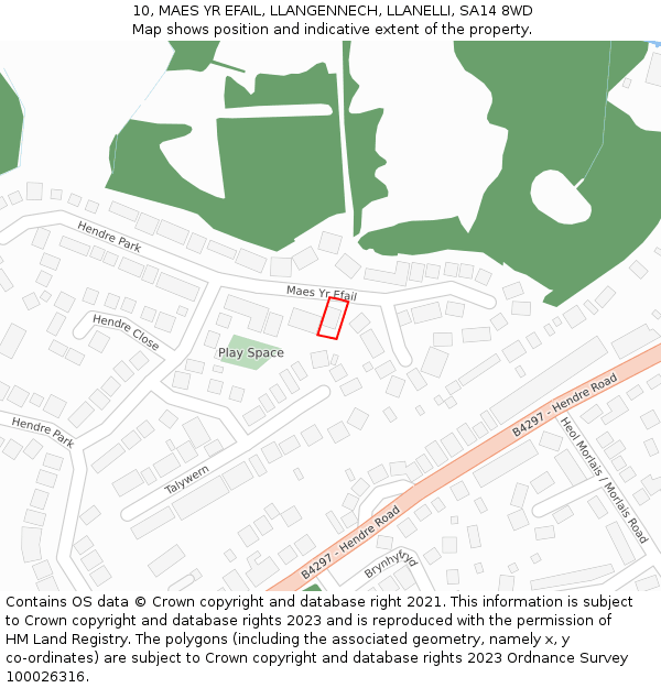 10, MAES YR EFAIL, LLANGENNECH, LLANELLI, SA14 8WD: Location map and indicative extent of plot