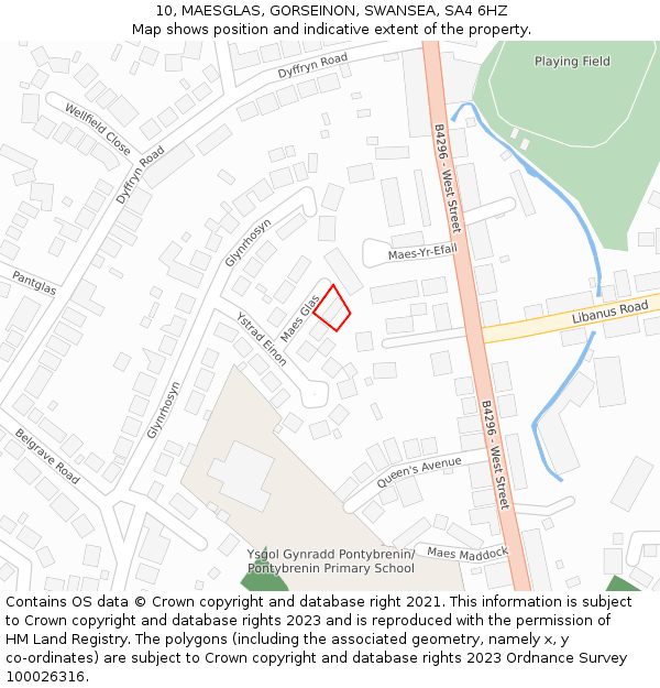 10, MAESGLAS, GORSEINON, SWANSEA, SA4 6HZ: Location map and indicative extent of plot