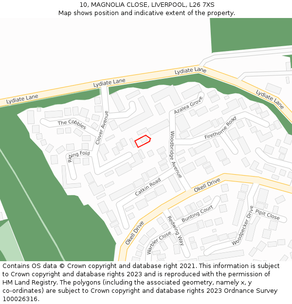 10, MAGNOLIA CLOSE, LIVERPOOL, L26 7XS: Location map and indicative extent of plot