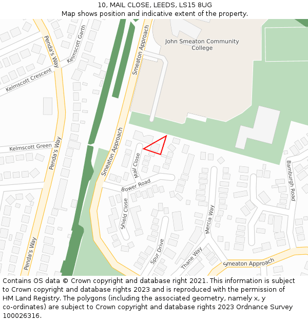 10, MAIL CLOSE, LEEDS, LS15 8UG: Location map and indicative extent of plot