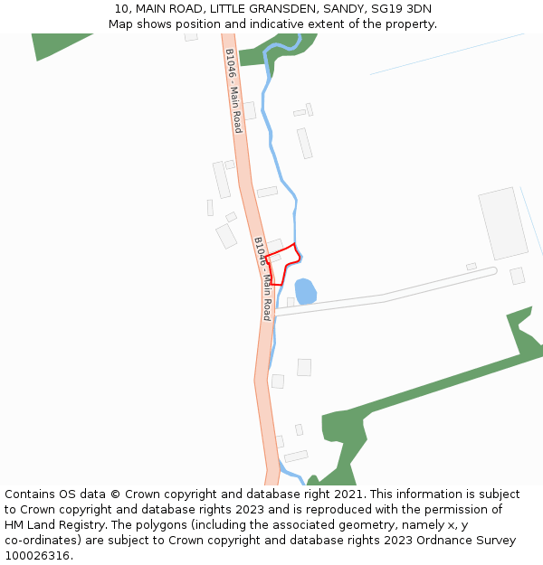 10, MAIN ROAD, LITTLE GRANSDEN, SANDY, SG19 3DN: Location map and indicative extent of plot