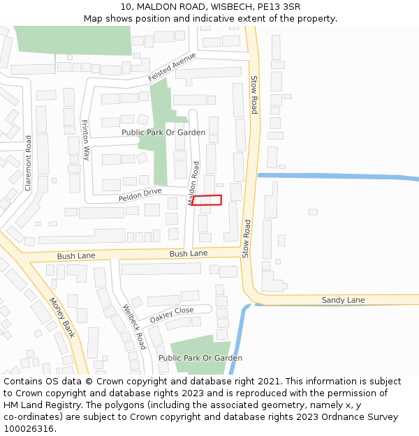 10, MALDON ROAD, WISBECH, PE13 3SR: Location map and indicative extent of plot