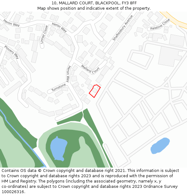 10, MALLARD COURT, BLACKPOOL, FY3 8FF: Location map and indicative extent of plot