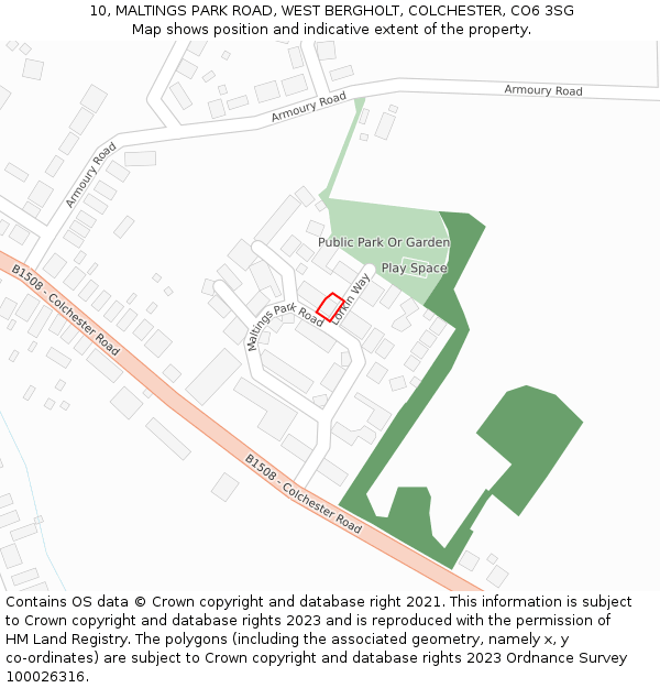 10, MALTINGS PARK ROAD, WEST BERGHOLT, COLCHESTER, CO6 3SG: Location map and indicative extent of plot
