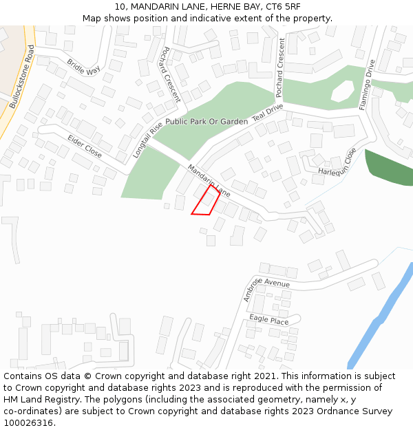 10, MANDARIN LANE, HERNE BAY, CT6 5RF: Location map and indicative extent of plot