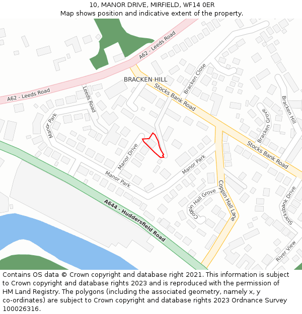 10, MANOR DRIVE, MIRFIELD, WF14 0ER: Location map and indicative extent of plot