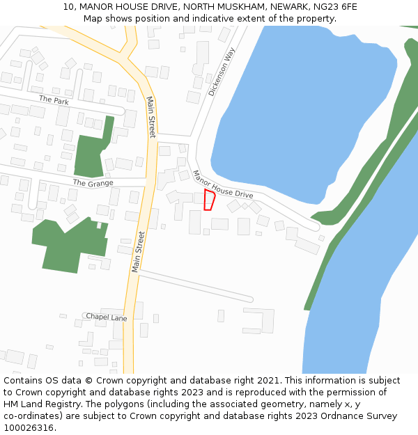 10, MANOR HOUSE DRIVE, NORTH MUSKHAM, NEWARK, NG23 6FE: Location map and indicative extent of plot