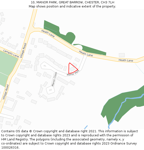 10, MANOR PARK, GREAT BARROW, CHESTER, CH3 7LH: Location map and indicative extent of plot