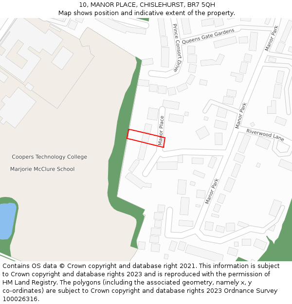 10, MANOR PLACE, CHISLEHURST, BR7 5QH: Location map and indicative extent of plot