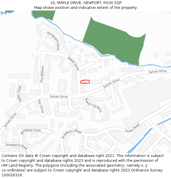 10, MAPLE DRIVE, NEWPORT, PO30 5QP: Location map and indicative extent of plot