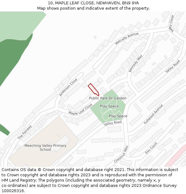 10, MAPLE LEAF CLOSE, NEWHAVEN, BN9 9YA: Location map and indicative extent of plot