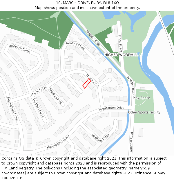 10, MARCH DRIVE, BURY, BL8 1XQ: Location map and indicative extent of plot