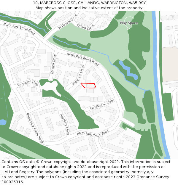 10, MARCROSS CLOSE, CALLANDS, WARRINGTON, WA5 9SY: Location map and indicative extent of plot