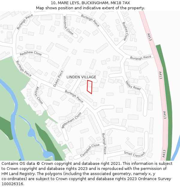 10, MARE LEYS, BUCKINGHAM, MK18 7AX: Location map and indicative extent of plot