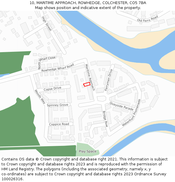10, MARITIME APPROACH, ROWHEDGE, COLCHESTER, CO5 7BA: Location map and indicative extent of plot