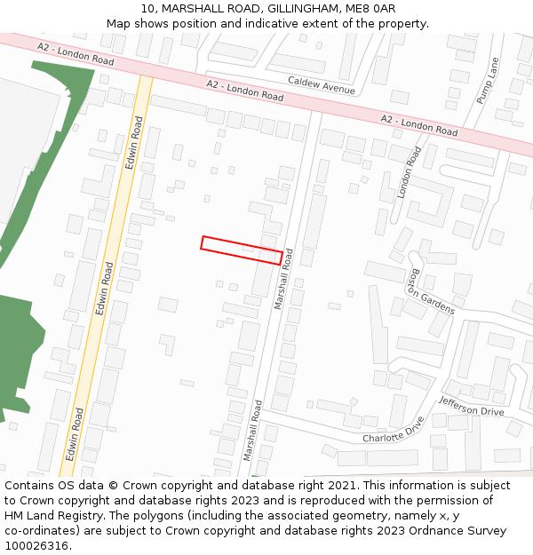 10, MARSHALL ROAD, GILLINGHAM, ME8 0AR: Location map and indicative extent of plot