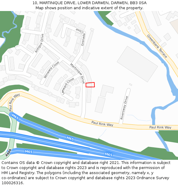 10, MARTINIQUE DRIVE, LOWER DARWEN, DARWEN, BB3 0SA: Location map and indicative extent of plot