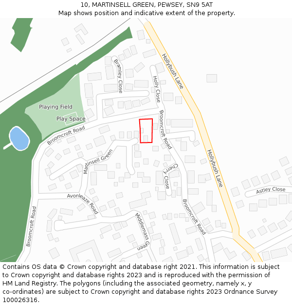 10, MARTINSELL GREEN, PEWSEY, SN9 5AT: Location map and indicative extent of plot