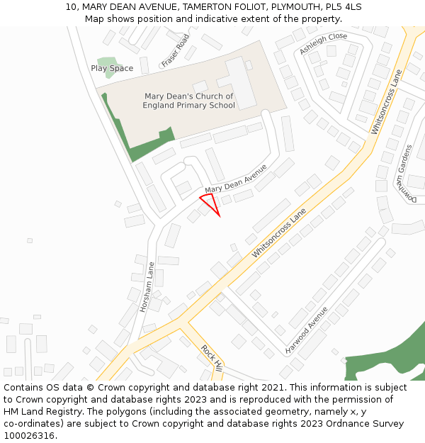 10, MARY DEAN AVENUE, TAMERTON FOLIOT, PLYMOUTH, PL5 4LS: Location map and indicative extent of plot