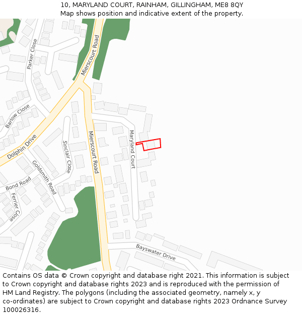 10, MARYLAND COURT, RAINHAM, GILLINGHAM, ME8 8QY: Location map and indicative extent of plot
