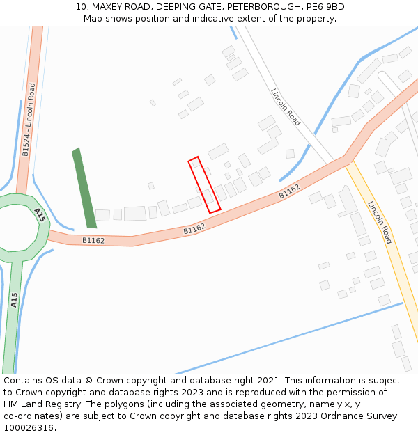10, MAXEY ROAD, DEEPING GATE, PETERBOROUGH, PE6 9BD: Location map and indicative extent of plot