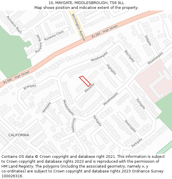 10, MAYGATE, MIDDLESBROUGH, TS6 9LL: Location map and indicative extent of plot