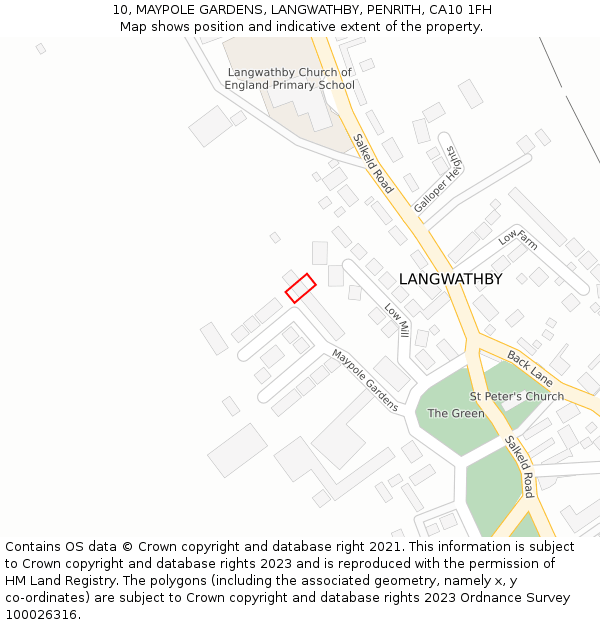 10, MAYPOLE GARDENS, LANGWATHBY, PENRITH, CA10 1FH: Location map and indicative extent of plot