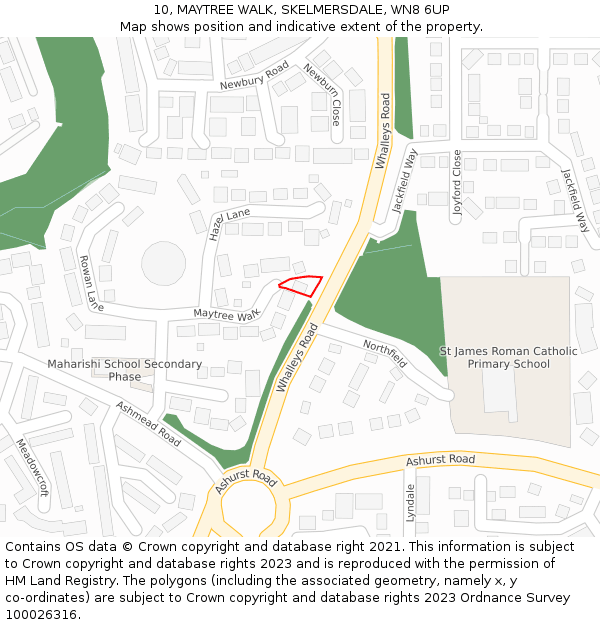 10, MAYTREE WALK, SKELMERSDALE, WN8 6UP: Location map and indicative extent of plot