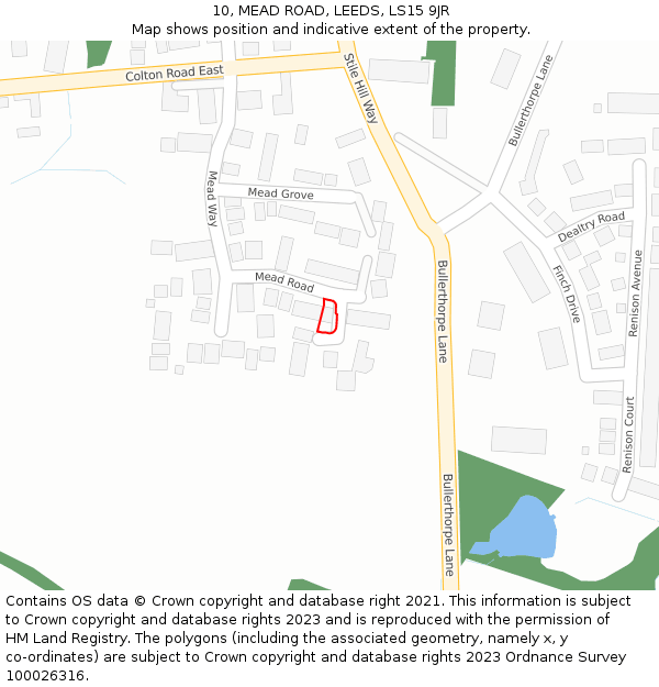 10, MEAD ROAD, LEEDS, LS15 9JR: Location map and indicative extent of plot