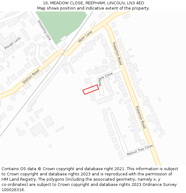 10, MEADOW CLOSE, REEPHAM, LINCOLN, LN3 4ED: Location map and indicative extent of plot