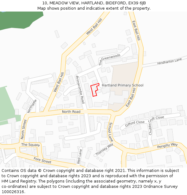 10, MEADOW VIEW, HARTLAND, BIDEFORD, EX39 6JB: Location map and indicative extent of plot