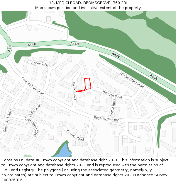 10, MEDICI ROAD, BROMSGROVE, B60 2RL: Location map and indicative extent of plot