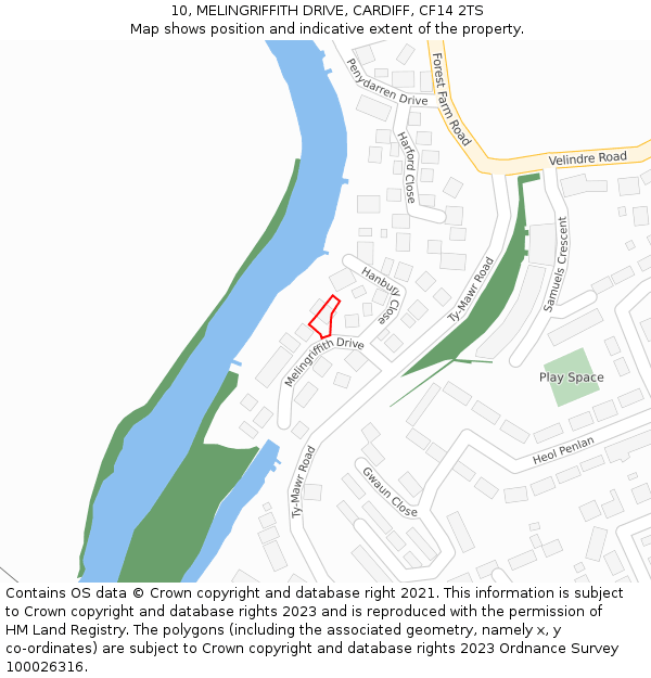 10, MELINGRIFFITH DRIVE, CARDIFF, CF14 2TS: Location map and indicative extent of plot
