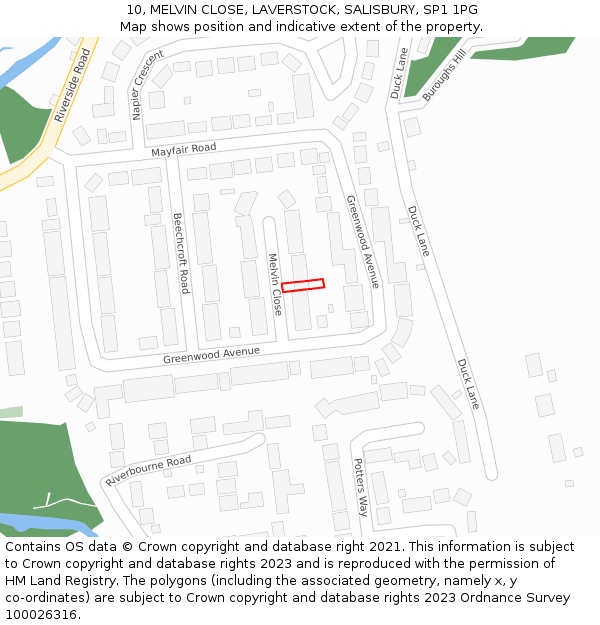 10, MELVIN CLOSE, LAVERSTOCK, SALISBURY, SP1 1PG: Location map and indicative extent of plot