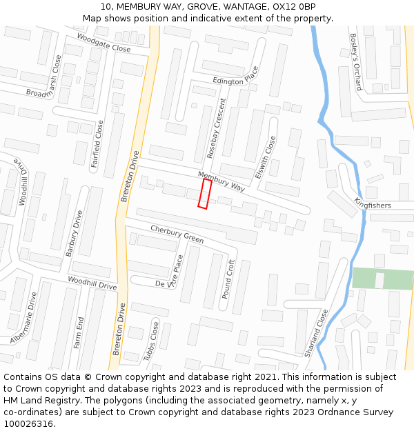 10, MEMBURY WAY, GROVE, WANTAGE, OX12 0BP: Location map and indicative extent of plot