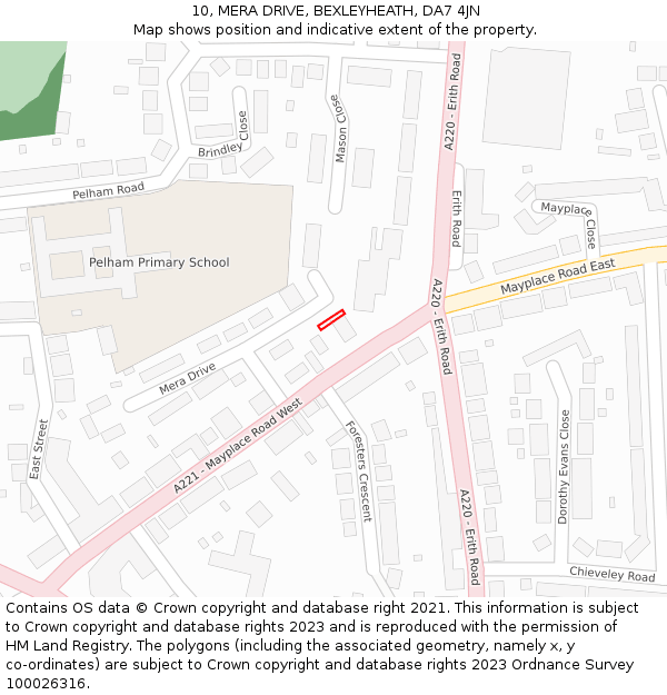 10, MERA DRIVE, BEXLEYHEATH, DA7 4JN: Location map and indicative extent of plot