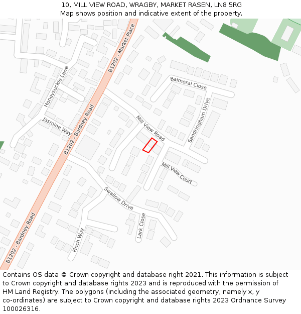 10, MILL VIEW ROAD, WRAGBY, MARKET RASEN, LN8 5RG: Location map and indicative extent of plot