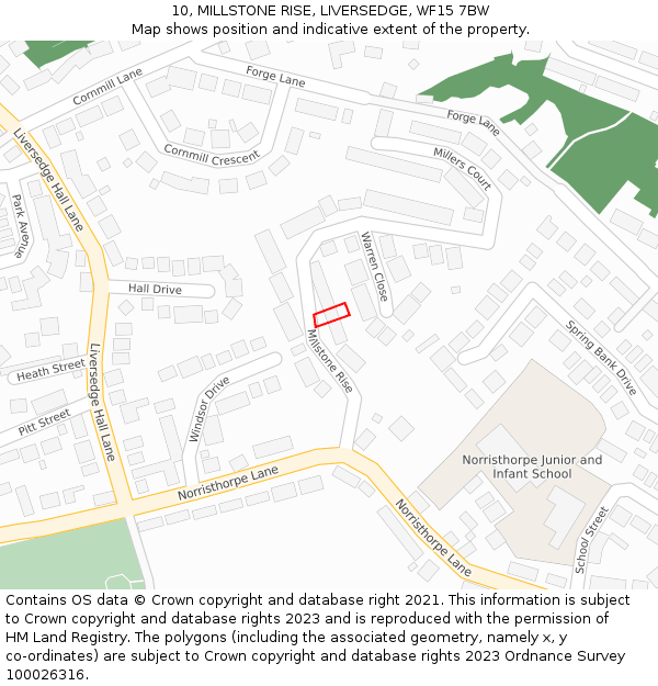 10, MILLSTONE RISE, LIVERSEDGE, WF15 7BW: Location map and indicative extent of plot