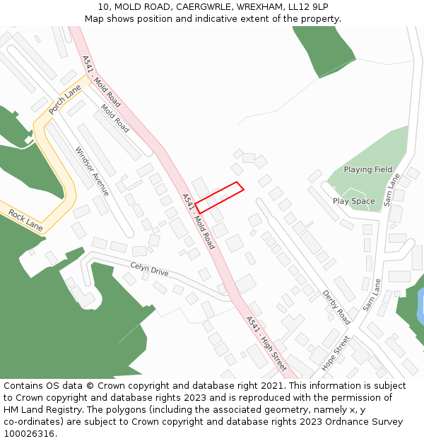 10, MOLD ROAD, CAERGWRLE, WREXHAM, LL12 9LP: Location map and indicative extent of plot