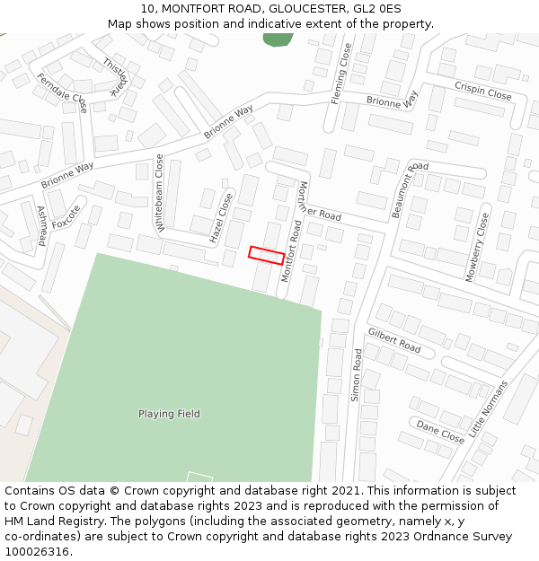 10, MONTFORT ROAD, GLOUCESTER, GL2 0ES: Location map and indicative extent of plot
