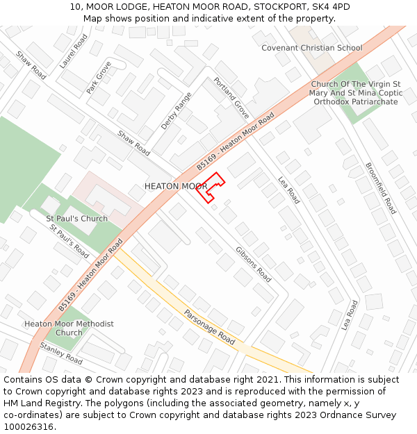 10, MOOR LODGE, HEATON MOOR ROAD, STOCKPORT, SK4 4PD: Location map and indicative extent of plot
