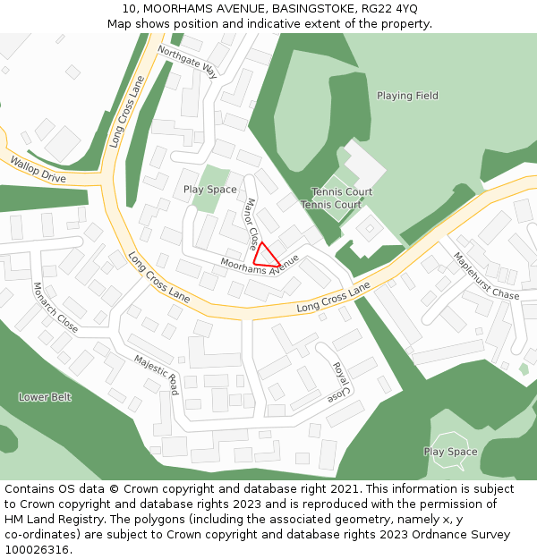 10, MOORHAMS AVENUE, BASINGSTOKE, RG22 4YQ: Location map and indicative extent of plot