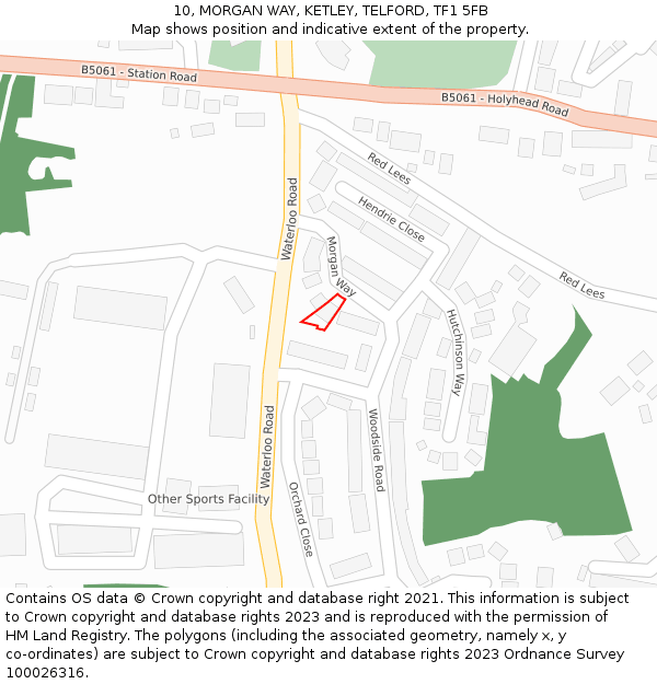 10, MORGAN WAY, KETLEY, TELFORD, TF1 5FB: Location map and indicative extent of plot