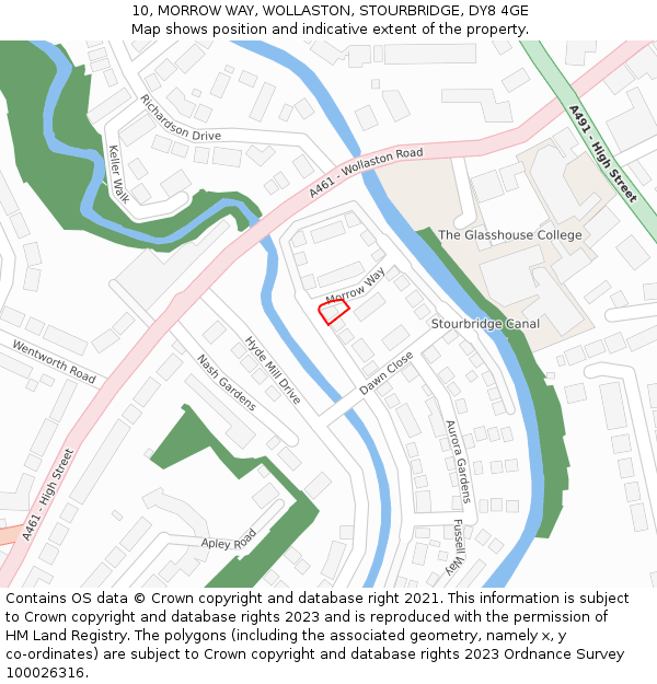 10, MORROW WAY, WOLLASTON, STOURBRIDGE, DY8 4GE: Location map and indicative extent of plot