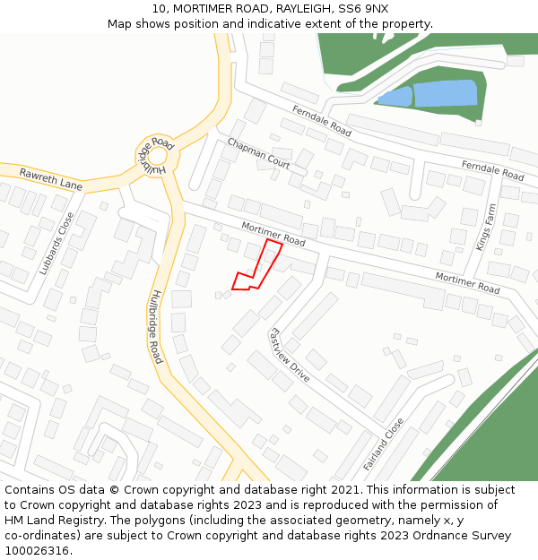 10, MORTIMER ROAD, RAYLEIGH, SS6 9NX: Location map and indicative extent of plot
