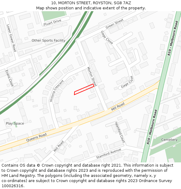 10, MORTON STREET, ROYSTON, SG8 7AZ: Location map and indicative extent of plot